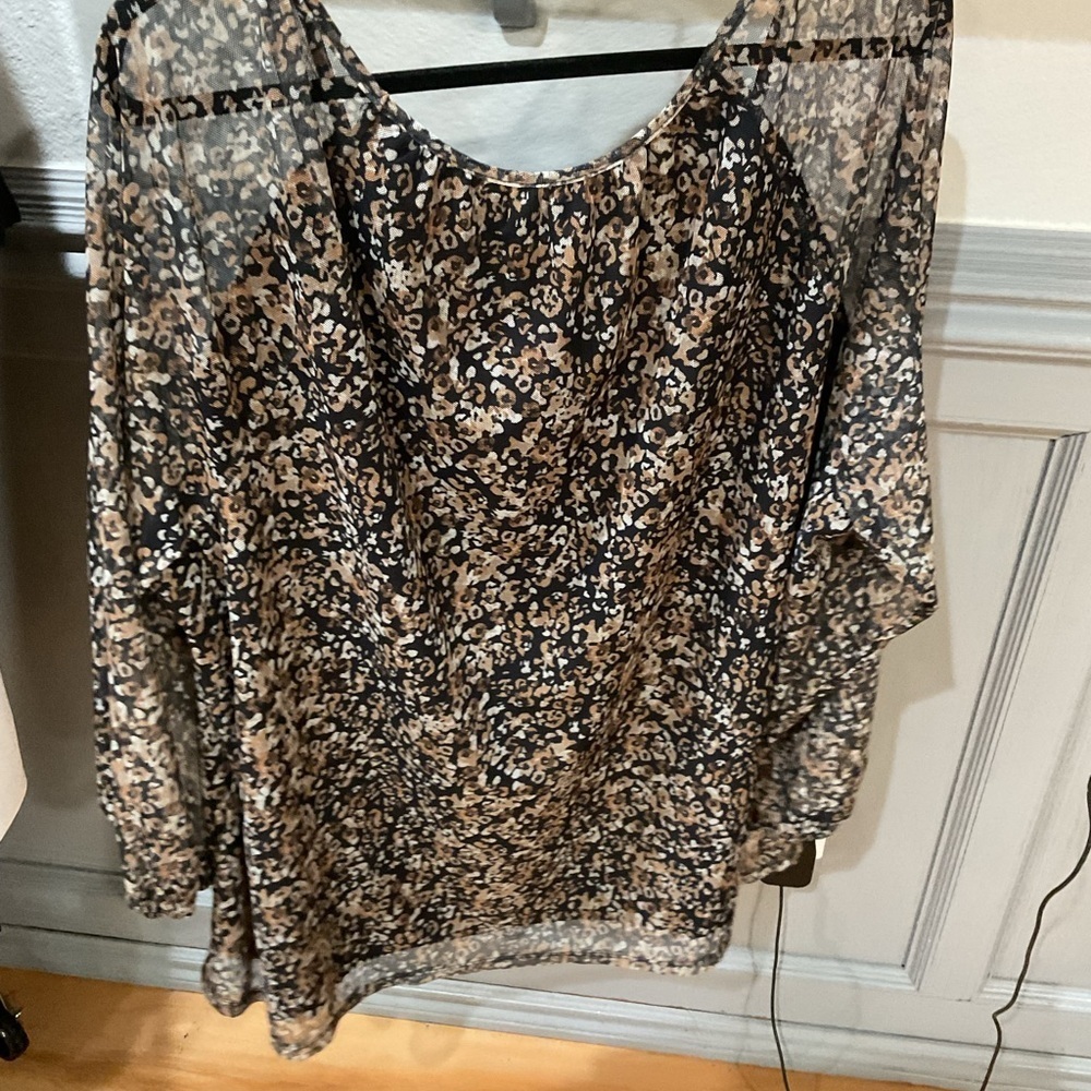 Terra & Sky Leopard Print Sheer Blouse - Picture 3 of 6